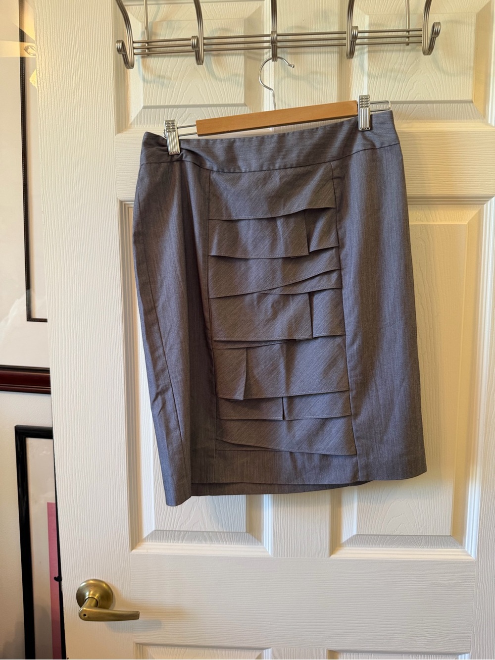 Chelsea & Theodore Grey Layered Ruffle Pencil Skirt